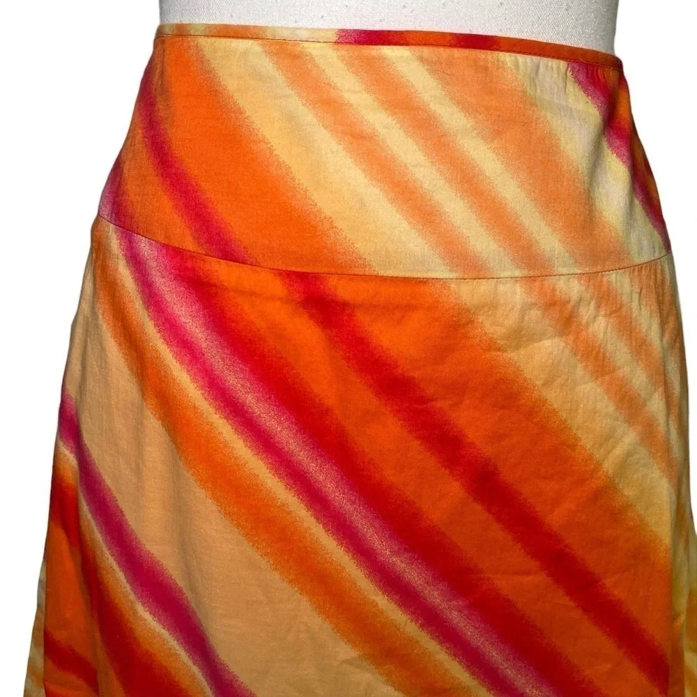 New York & Company Colorful Diagonal Striped Cotton Midi Skirt